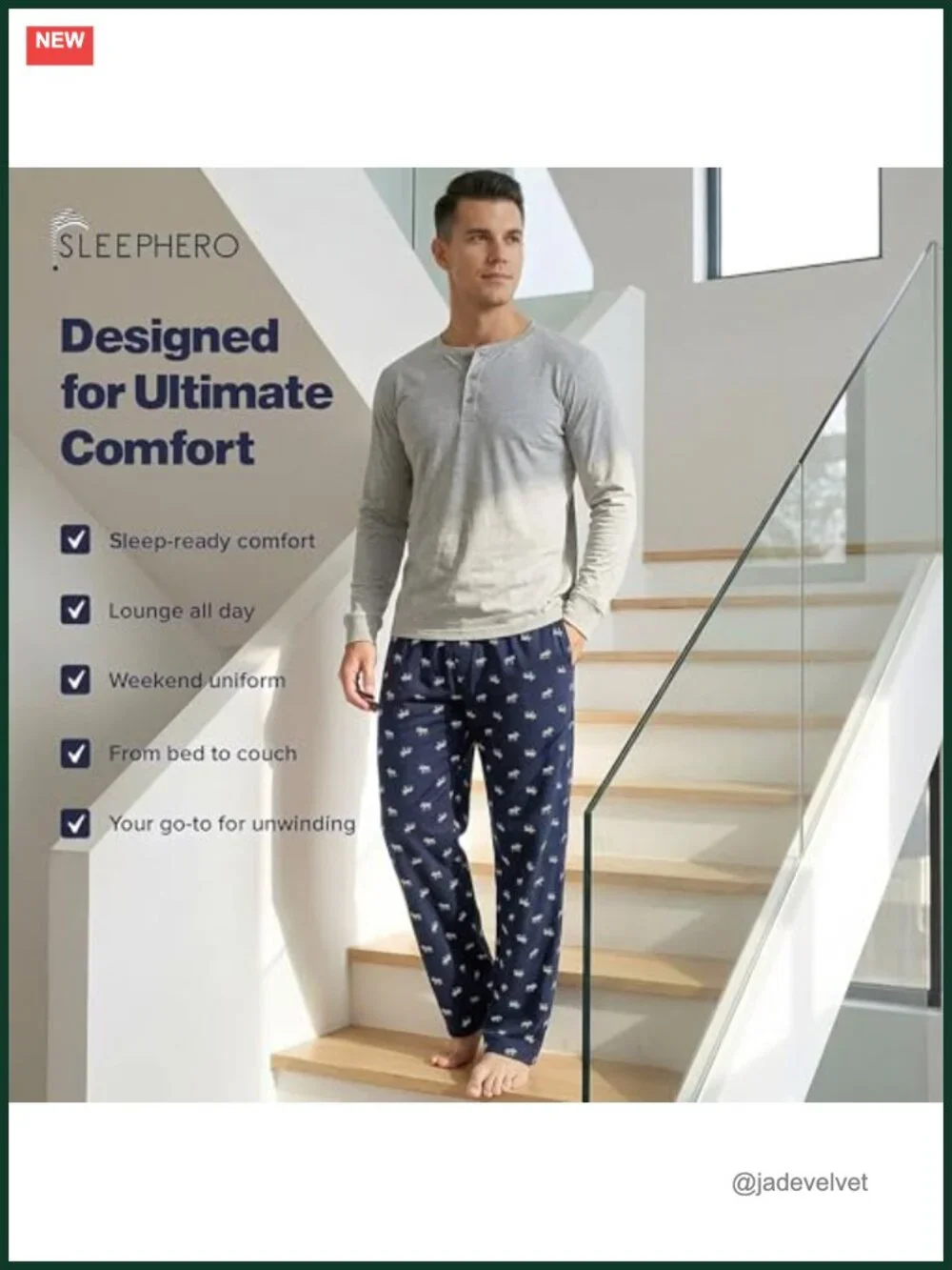 Men's Long Sleeve Pajama Set with Two Pockets and Drawstring Waist - Cotton